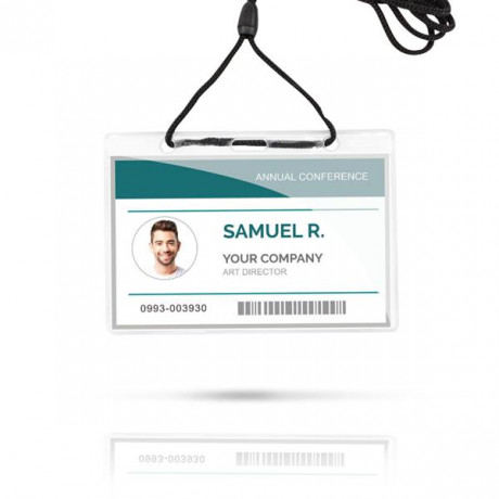 Identificador em PVC com fio de pescoço.