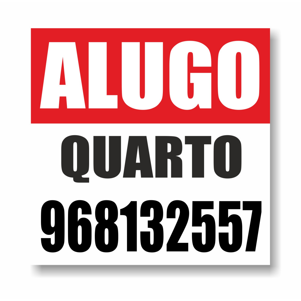 Placa ALUGO QUARTO 50x50cm