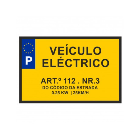 Matrícula Veículo Eléctrico Velocípede