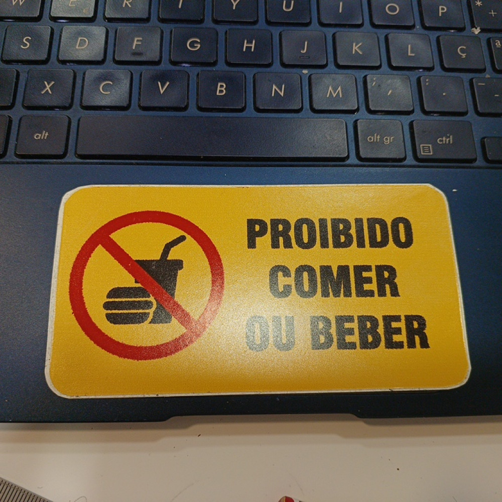 Autocolante Proibido Comer ou Beber Amarelo