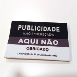 Autocolante "Publicidade Não Endereçada Aqui Não" Preto e Cinza