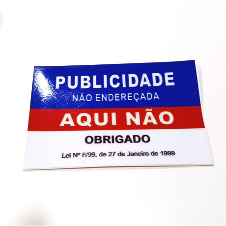 Autocolante "Publicidade Não Endereçada Aqui Não" Azul / Vermelho