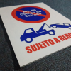 Placa proibido estacionar - Sujeito a Reboque 169x205mm