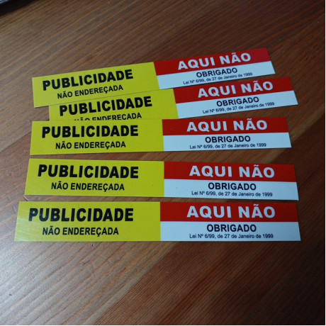 Publicidade Não Endereçada Aqui Não - Autocolante